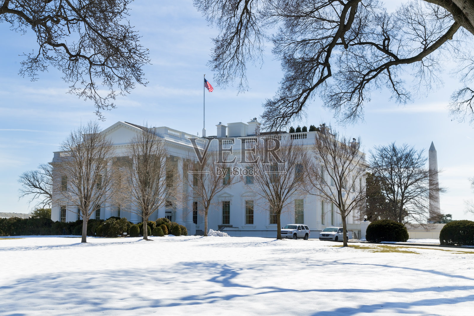 白宫和华盛顿纪念碑照片摄影图片
