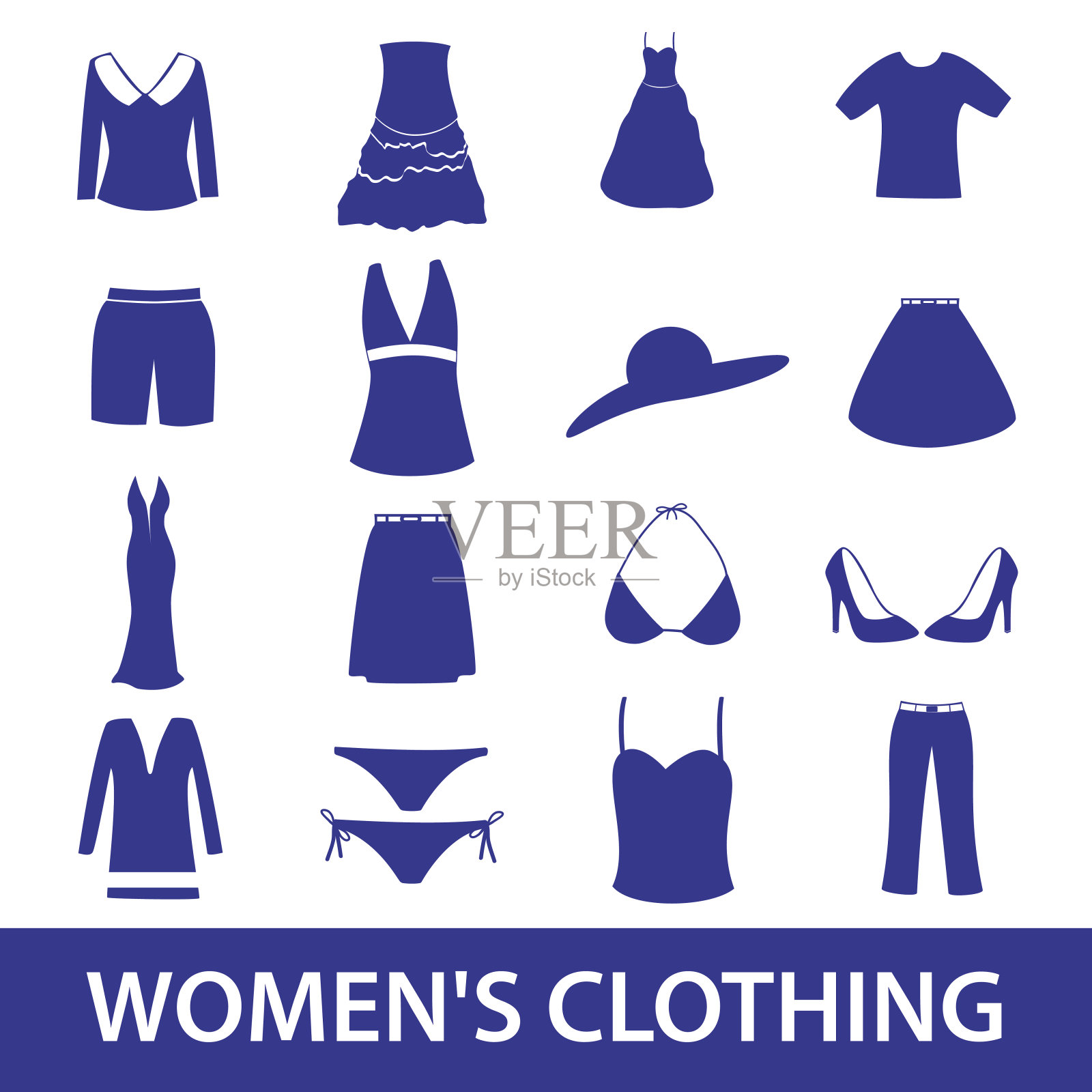 女性服装图标设置eps10插画图片素材