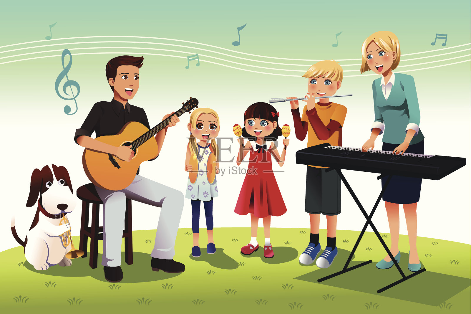 家庭演奏音乐插画图片素材