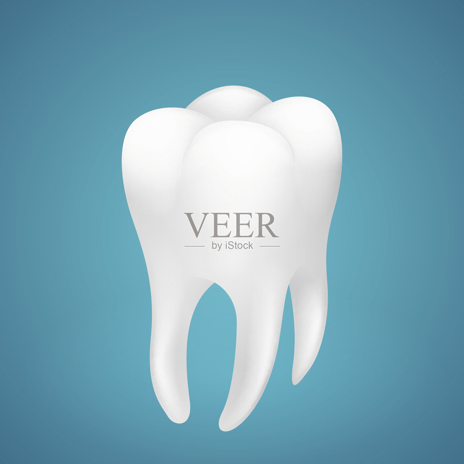 蓝色背景上的健康人类牙齿插画图片素材