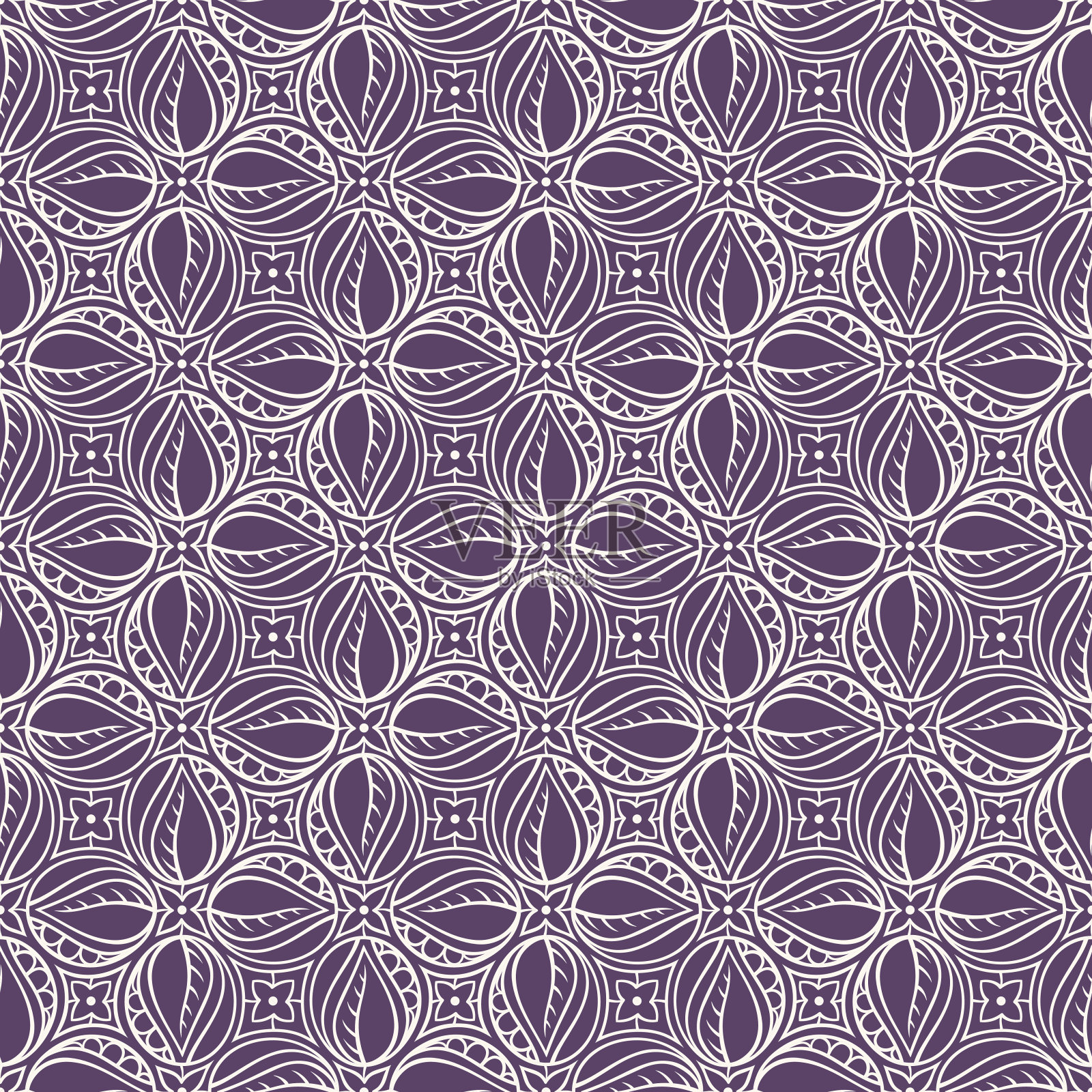 紫色和米色的花图案插画图片素材