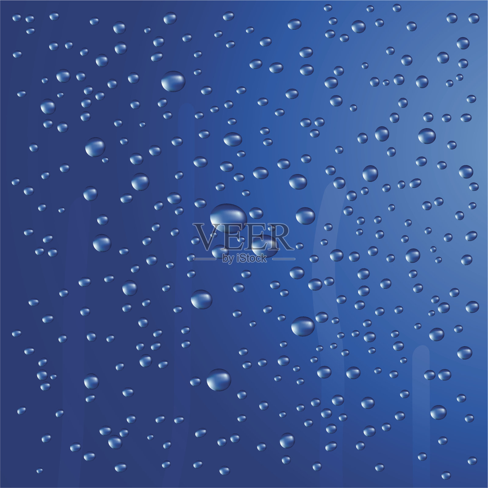 雨点在蓝色背景上结成串珠状插画图片素材