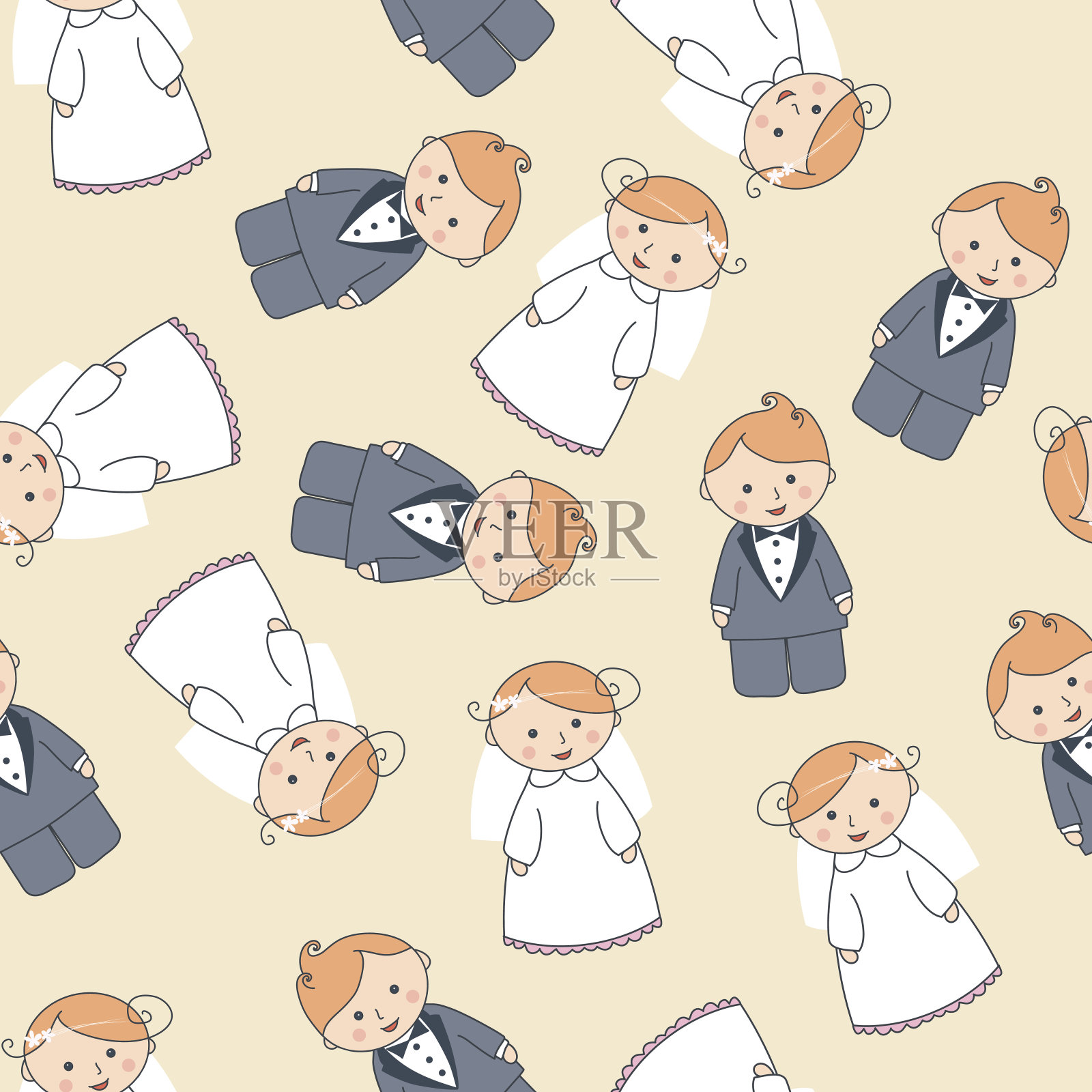无缝的婚礼背景插画图片素材