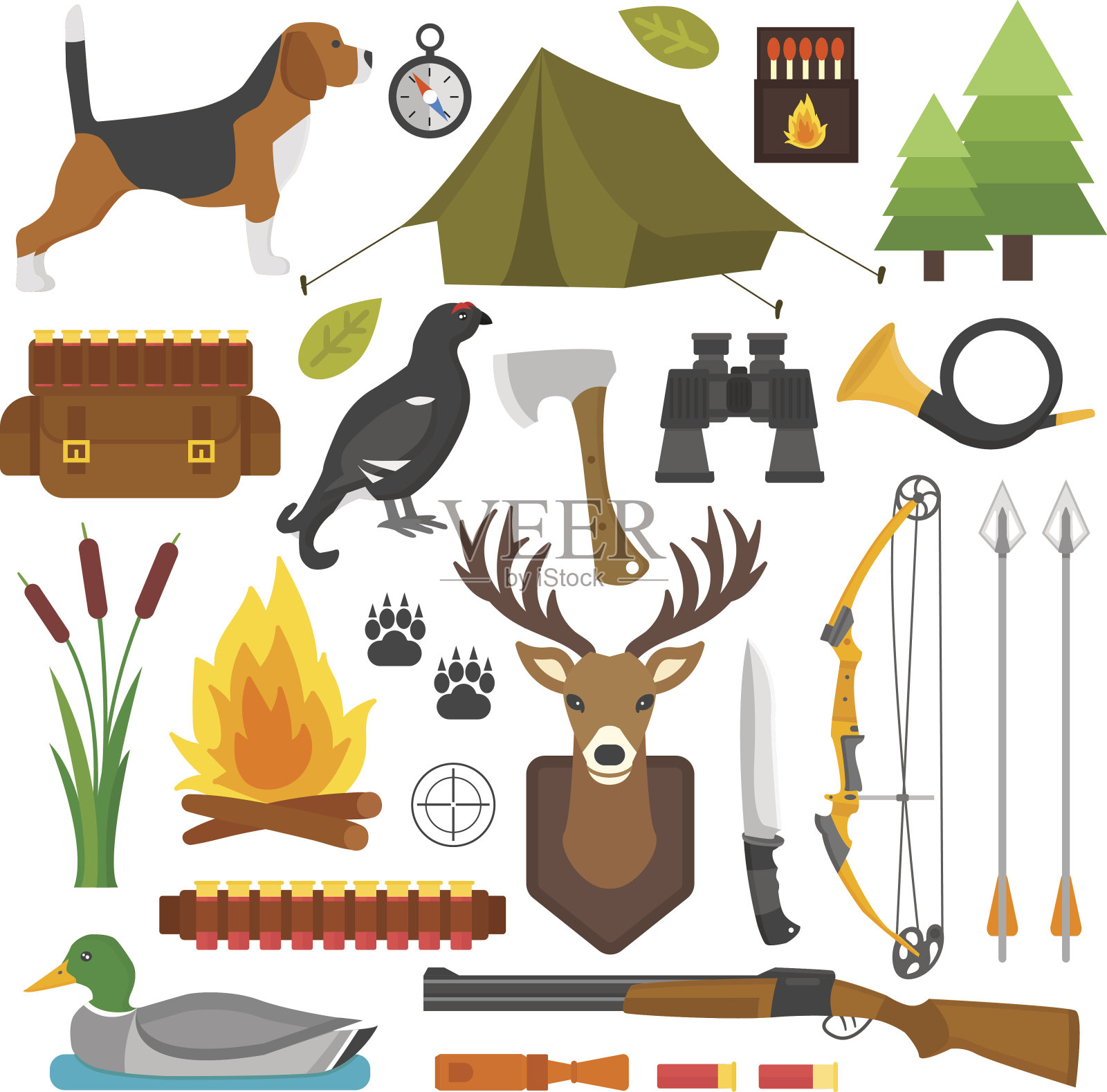 狩猎符号向量集。插画图片素材