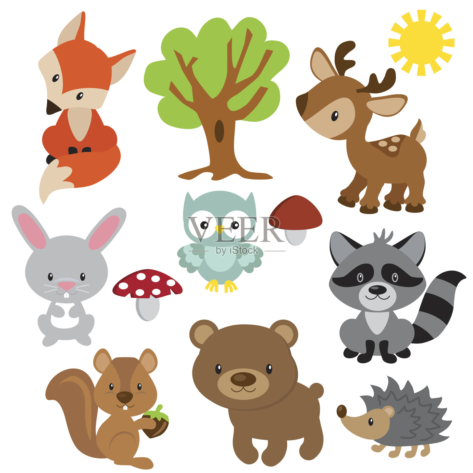 森林动物矢量图插画图片素材