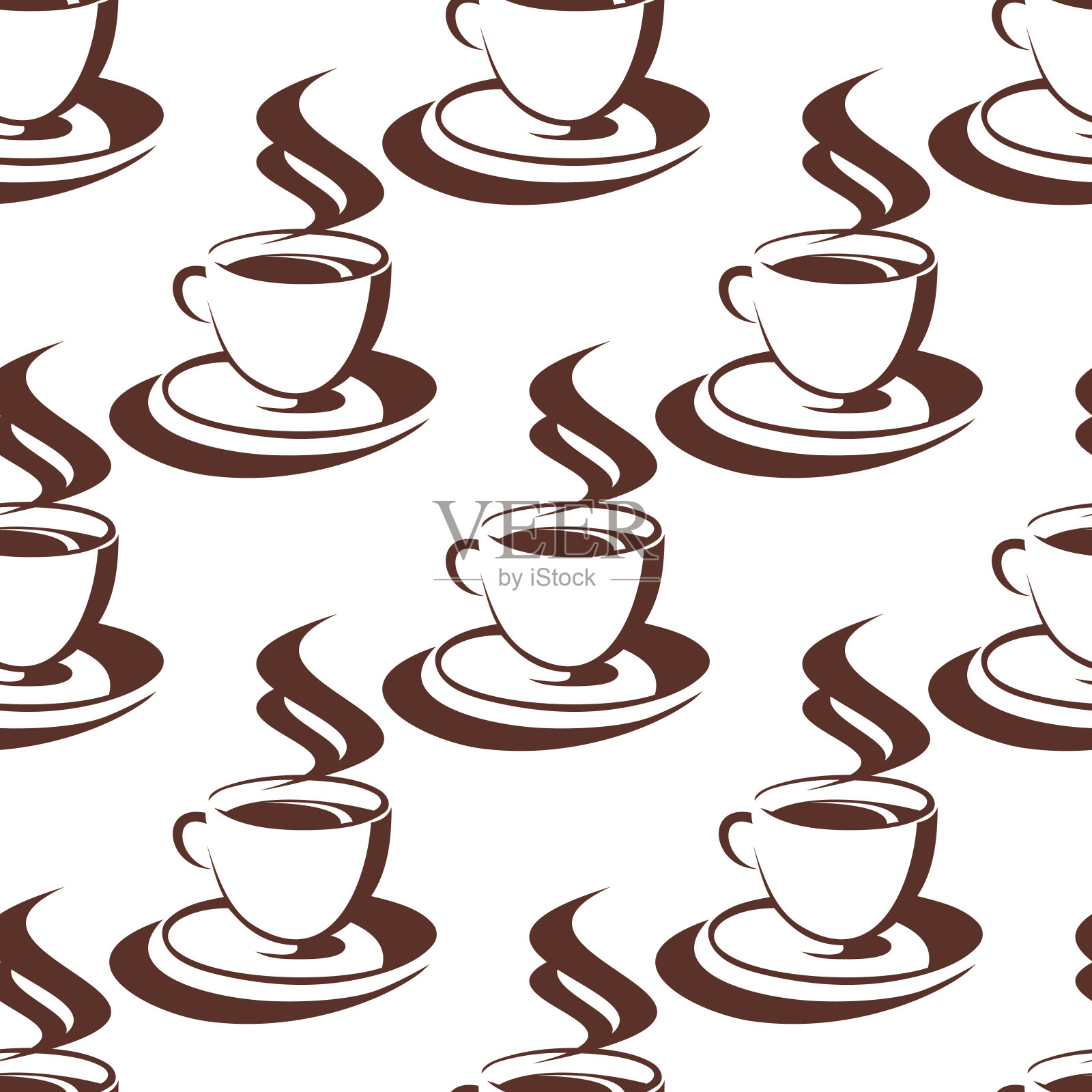 无缝图案的一杯热气腾腾的咖啡插画图片素材