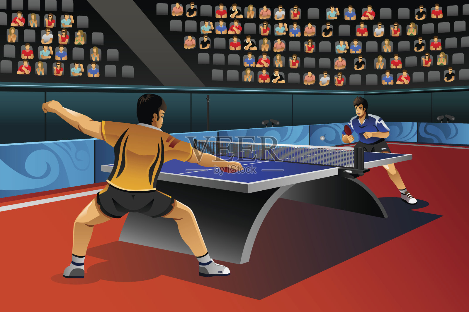 男子乒乓球比赛插画图片素材