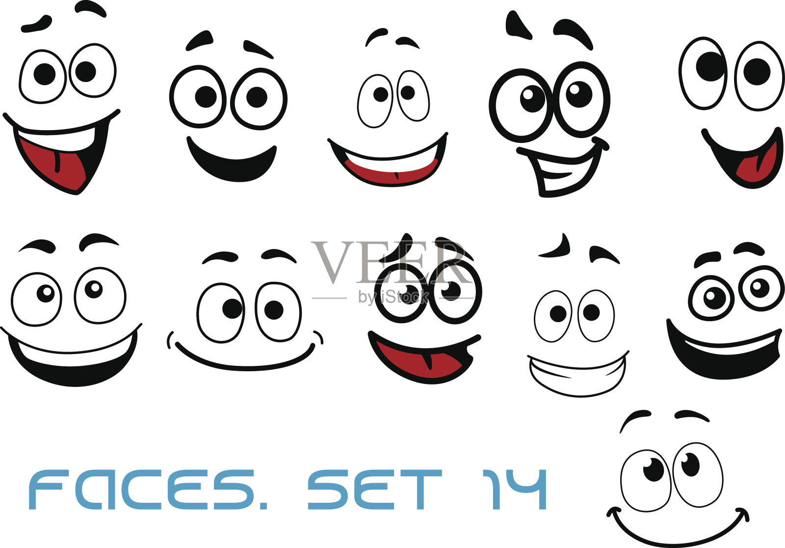卡通脸上洋溢着幸福和快乐的表情设计元素图片