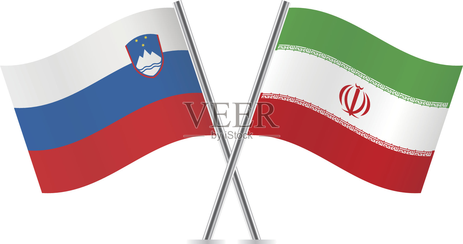 斯洛文尼亚和伊朗国旗。向量。插画图片素材