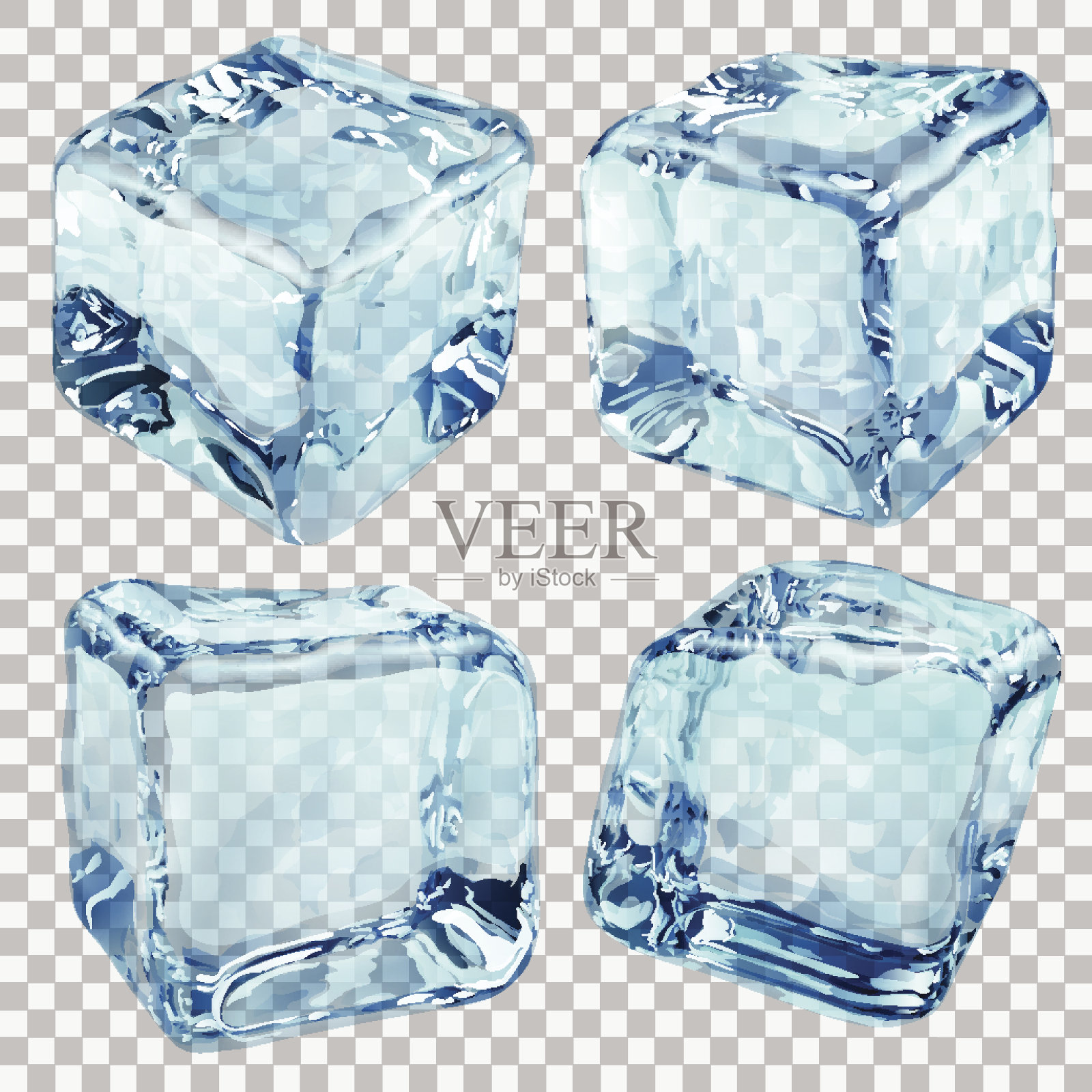 透明蓝色冰块设计元素图片