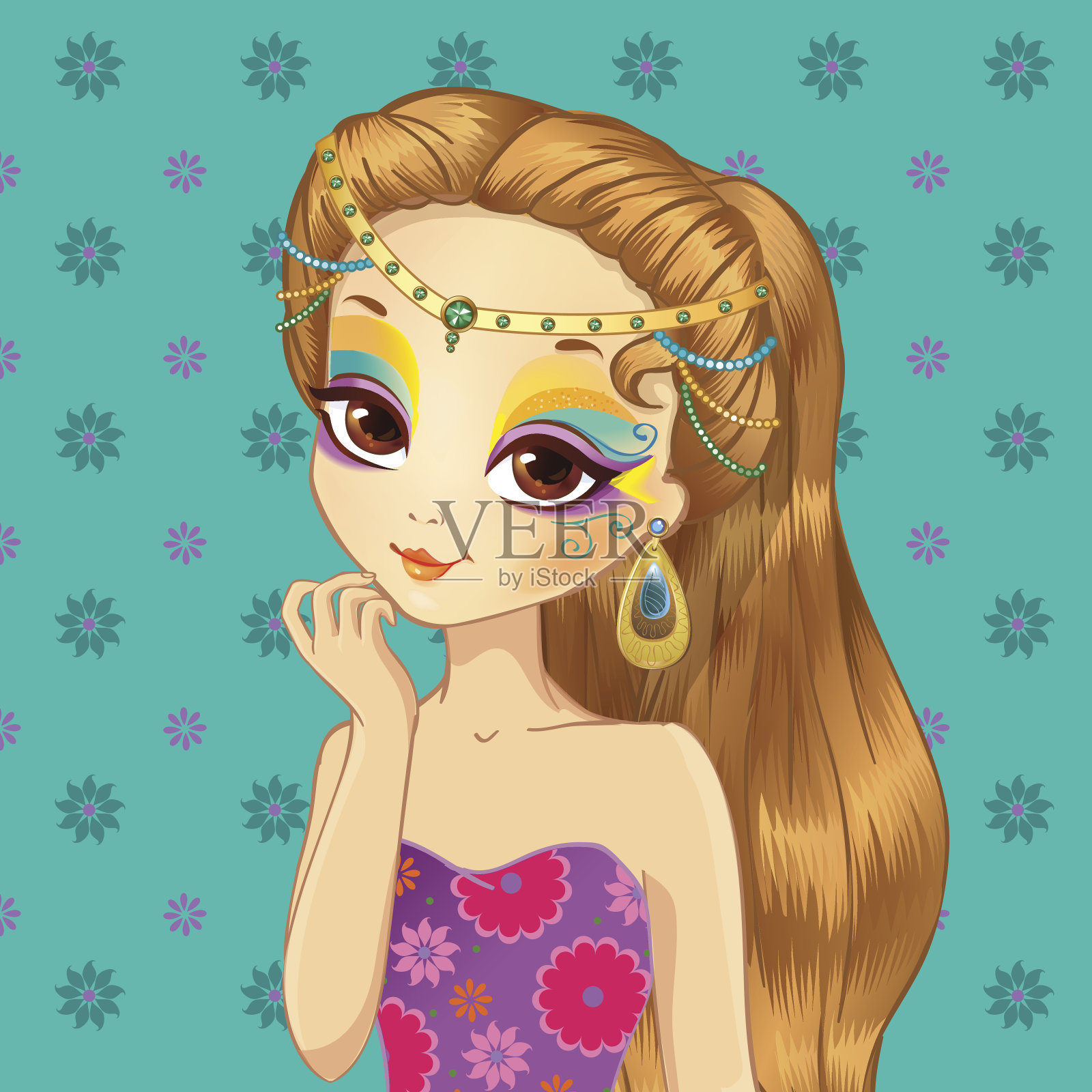 巴西狂欢节女孩化妆插画图片素材