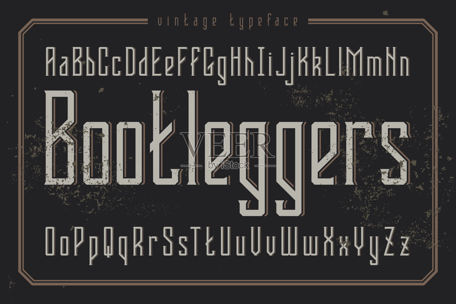 古典风格的字体。复古字体命名为“Bootleggers”。插画图片素材