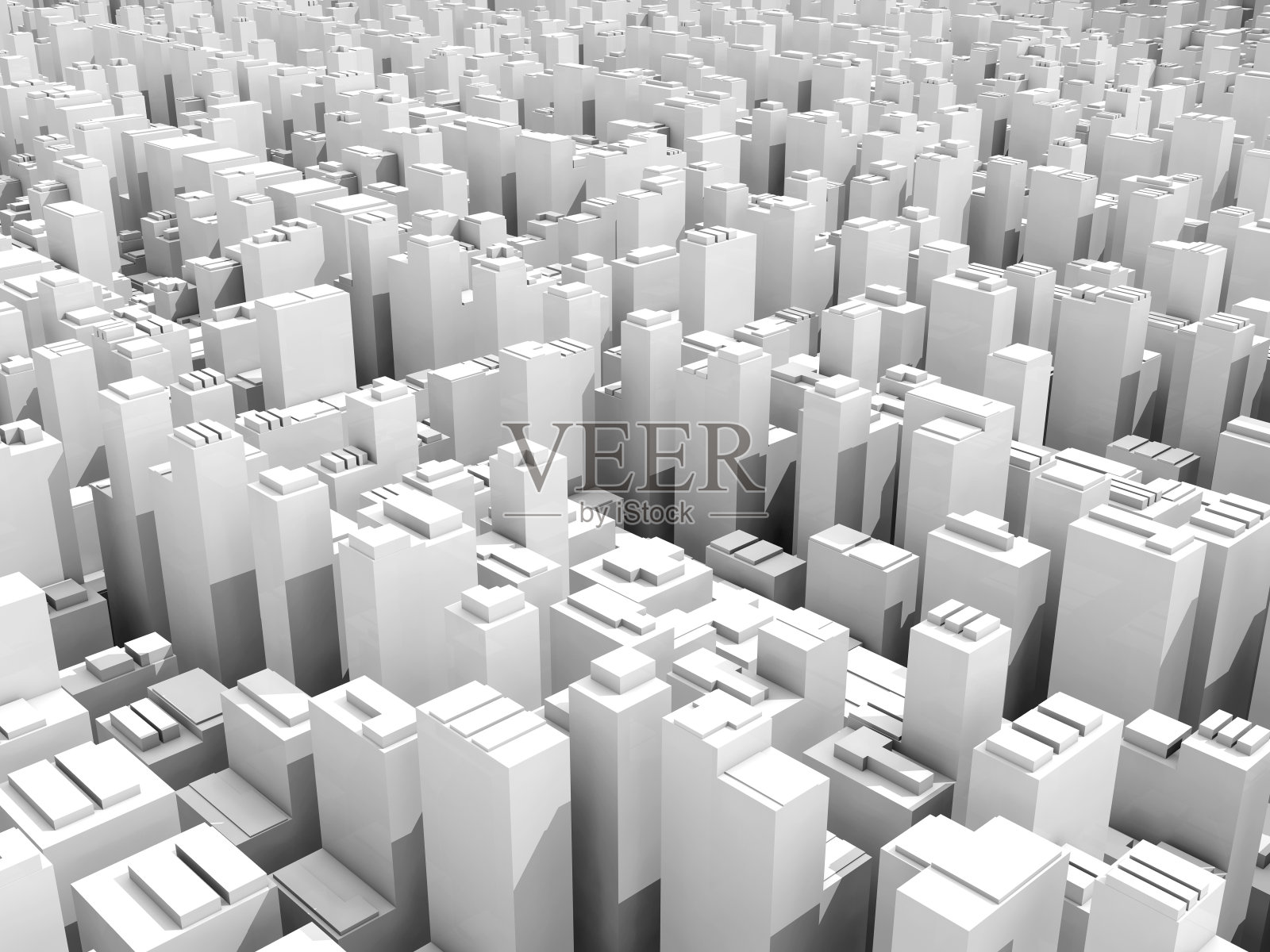 抽象数字白色三维城市景观示意图照片摄影图片