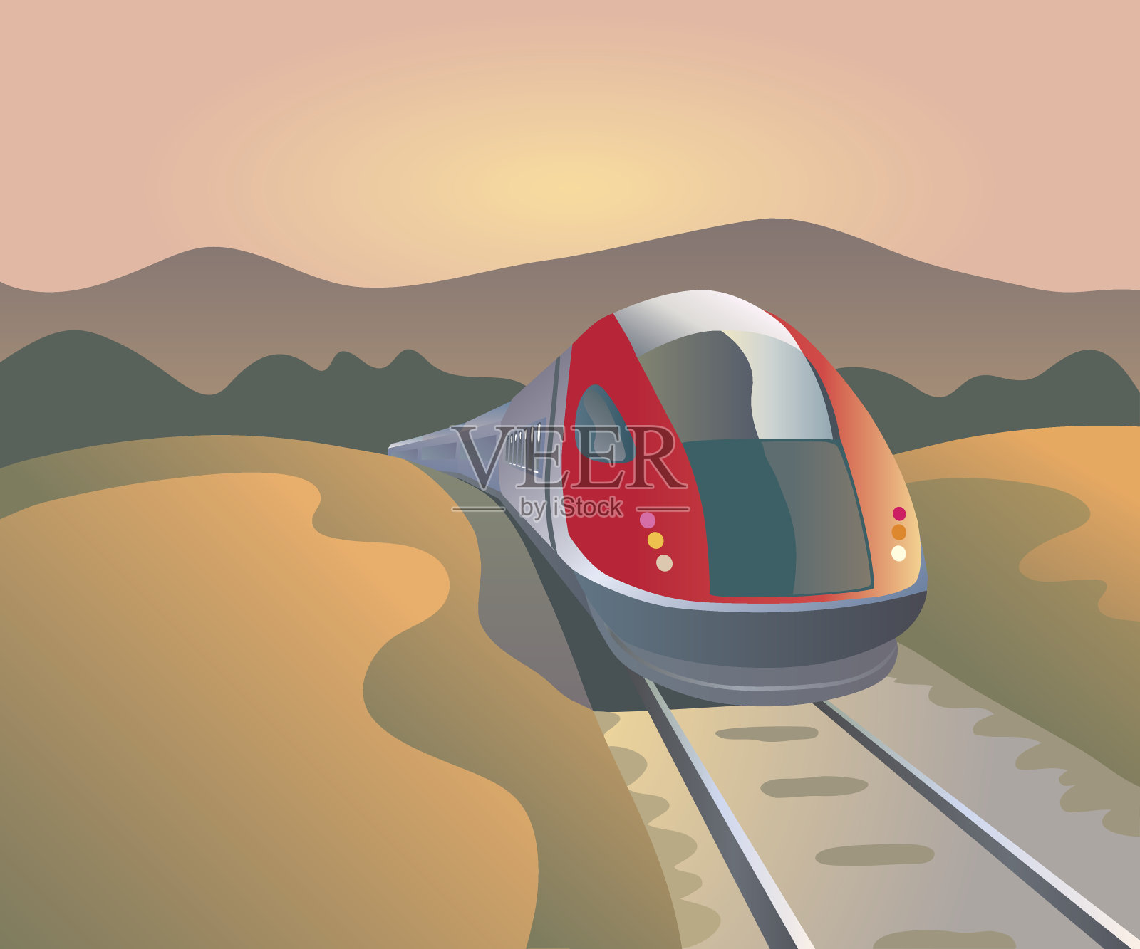 景观中的高速列车插画图片素材