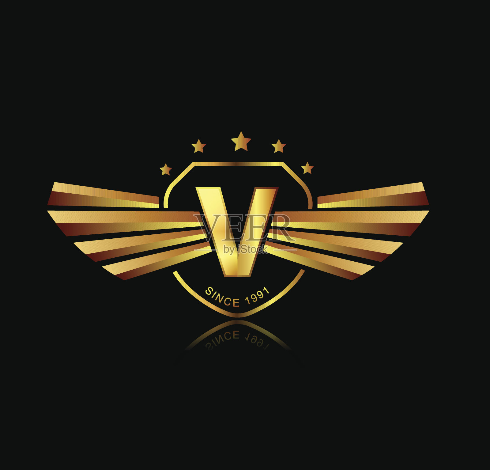 字母V翼冠标志。字母标识的设计理念插画图片素材