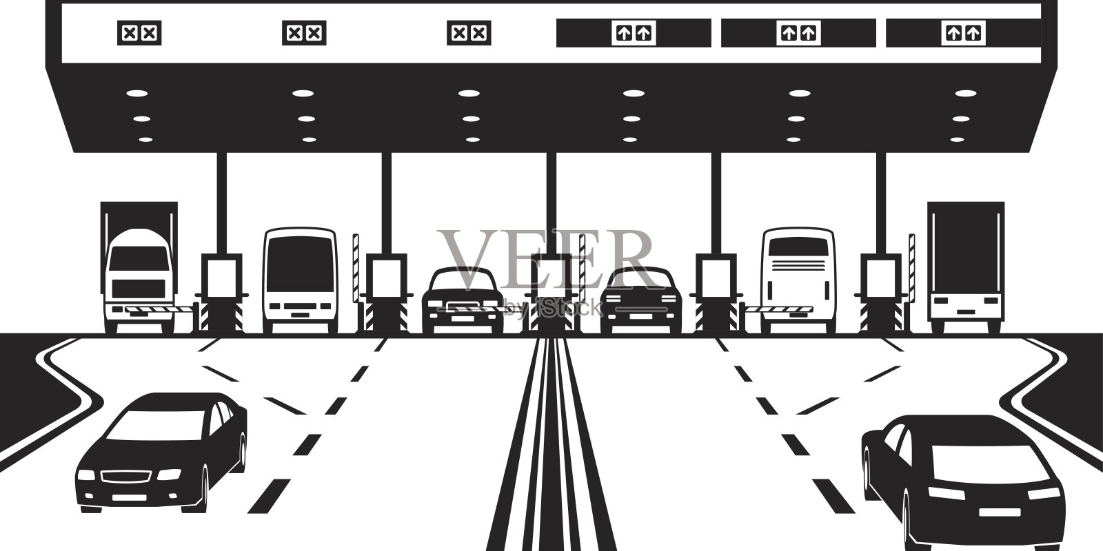 高速公路上的公路检查站插画图片素材