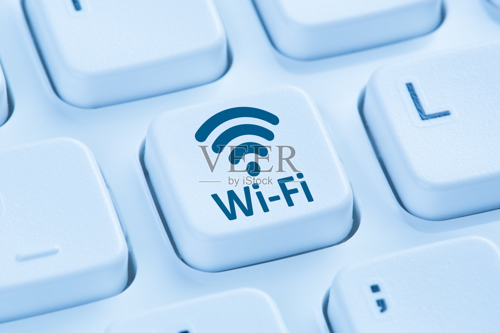 Wi-Fi WiFi热点连接互联网蓝色电脑键盘照片摄影图片