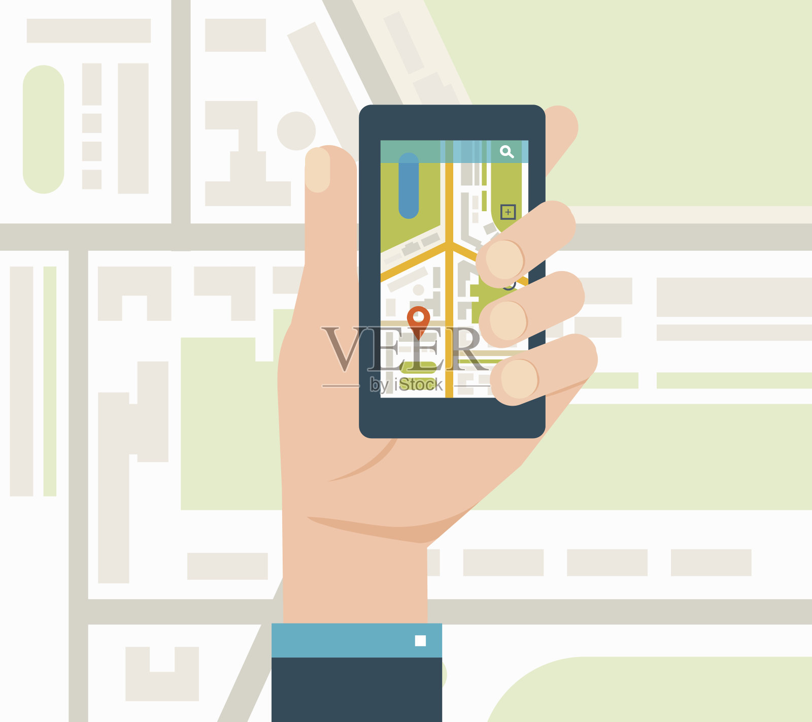 手机gps导航，手机地图插画图片素材