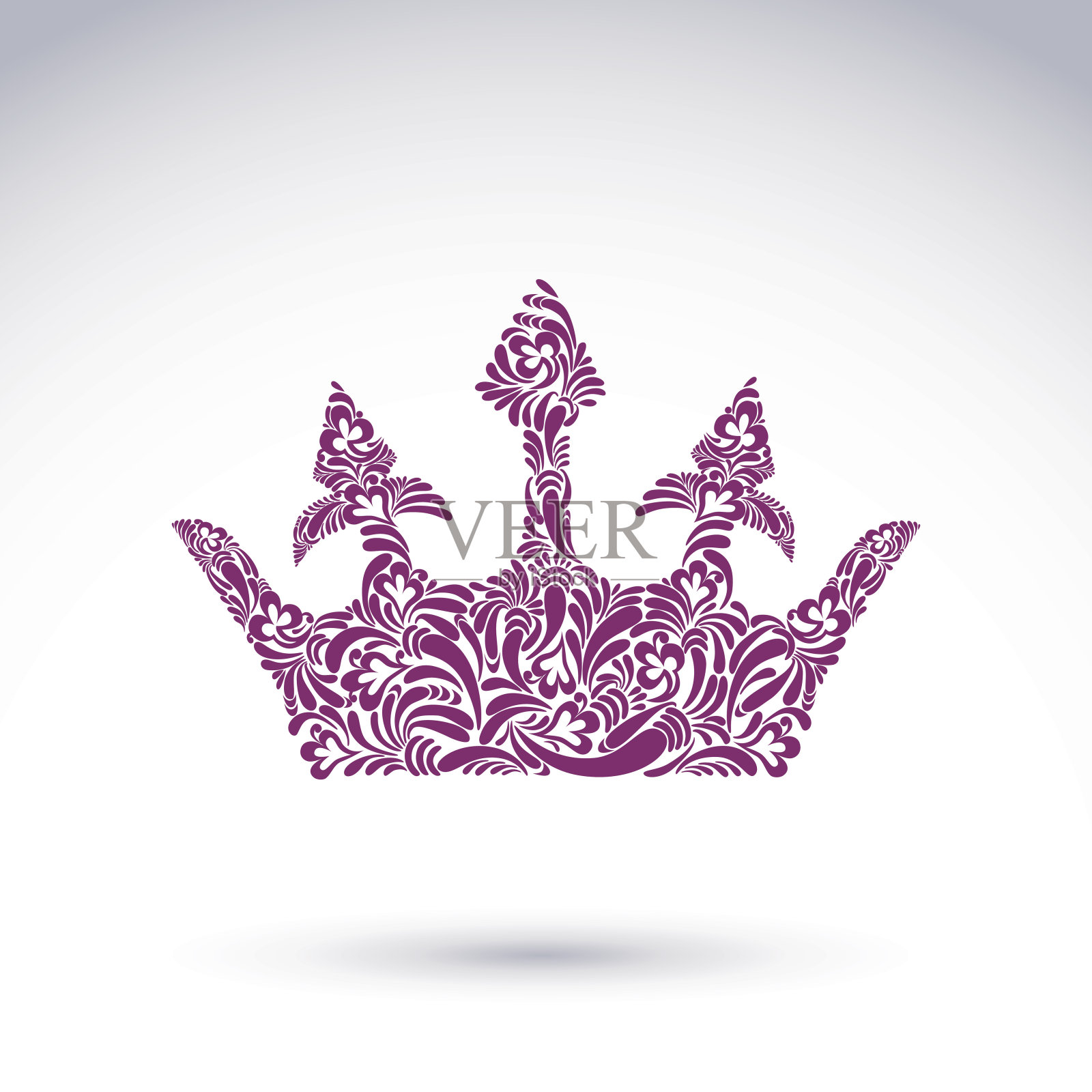 花朵图案的矢量皇冠，艺术皇家的象征。王冠状头饰插画图片素材