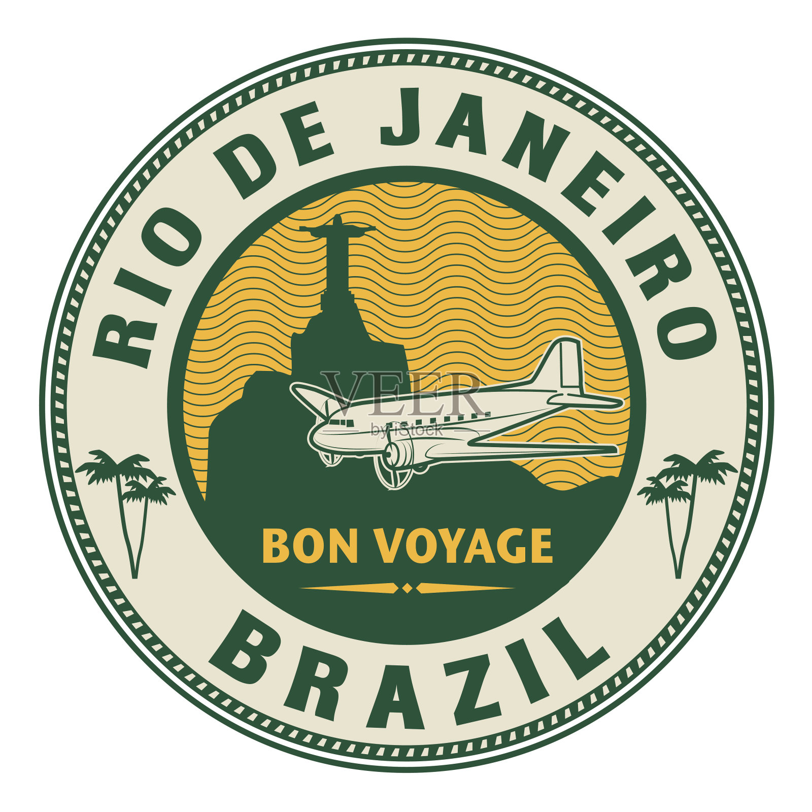 航空邮件或旅行邮票，里约热内卢插画图片素材