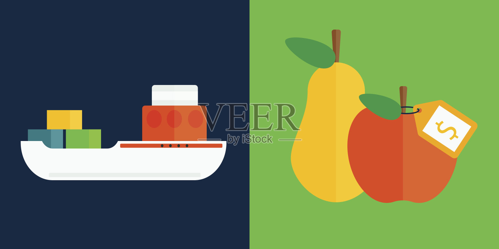 船舶货物海运和水果运输矢量图插画图片素材