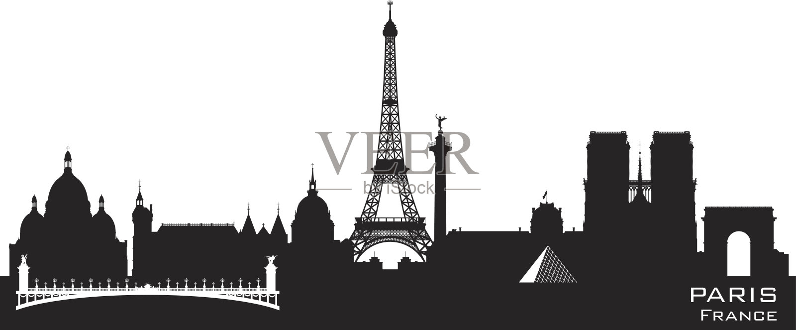 法国巴黎城市轮廓线插画图片素材