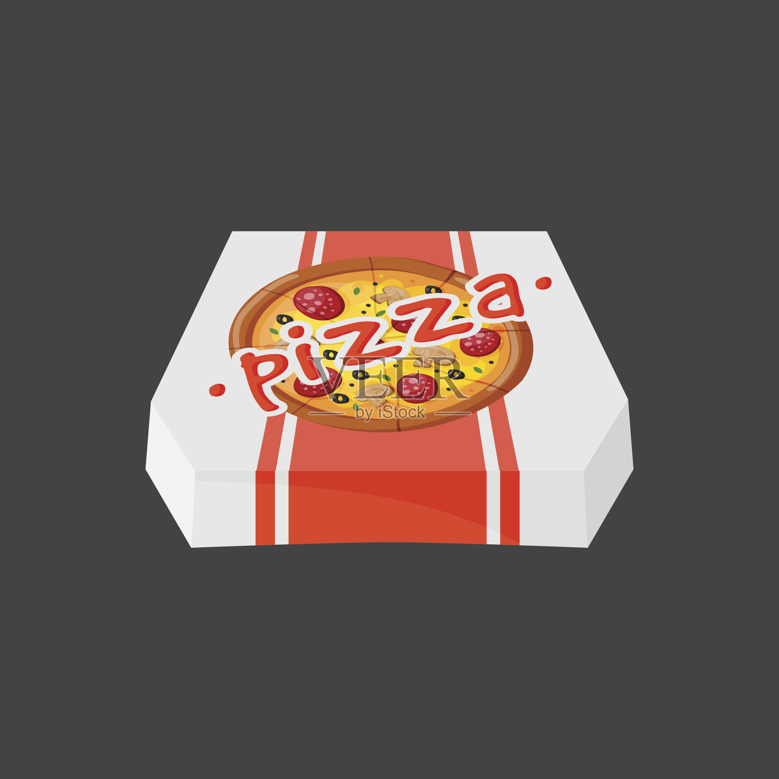 热新鲜披萨盒矢量图标插图设计元素图片
