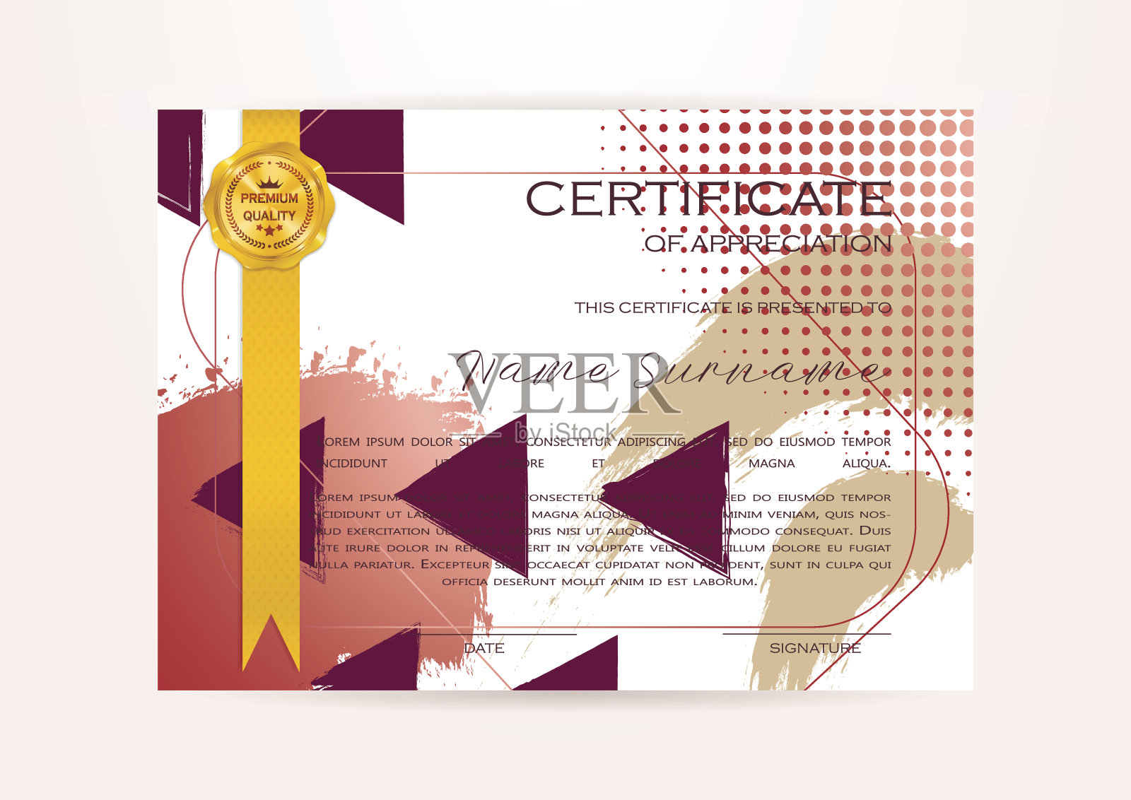 鉴赏、几何设计资格证书。插画图片素材