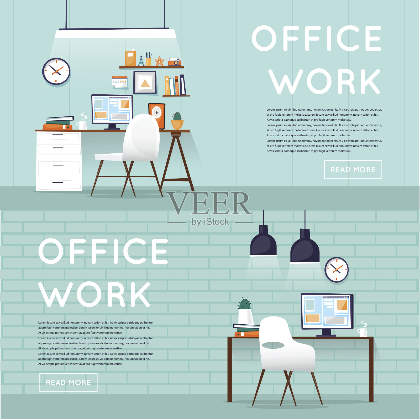 办公室内设设计师桌面，商务办公空间在办公室内。设计模板素材