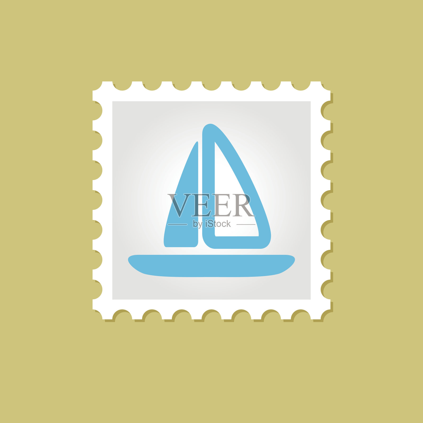 帆船向量邮票插画图片素材