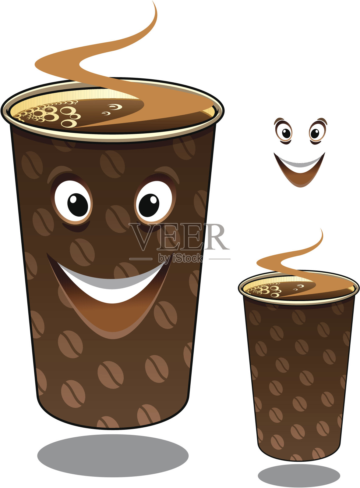 两杯卡通外卖咖啡插画图片素材