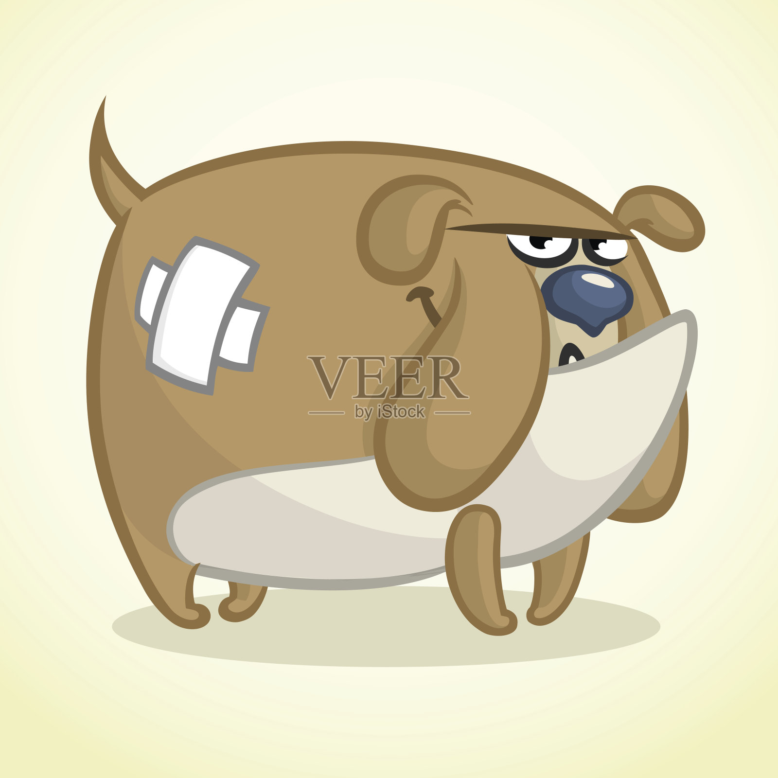 卡通插图的一个可爱的牛头犬。向量的狗性格插画图片素材
