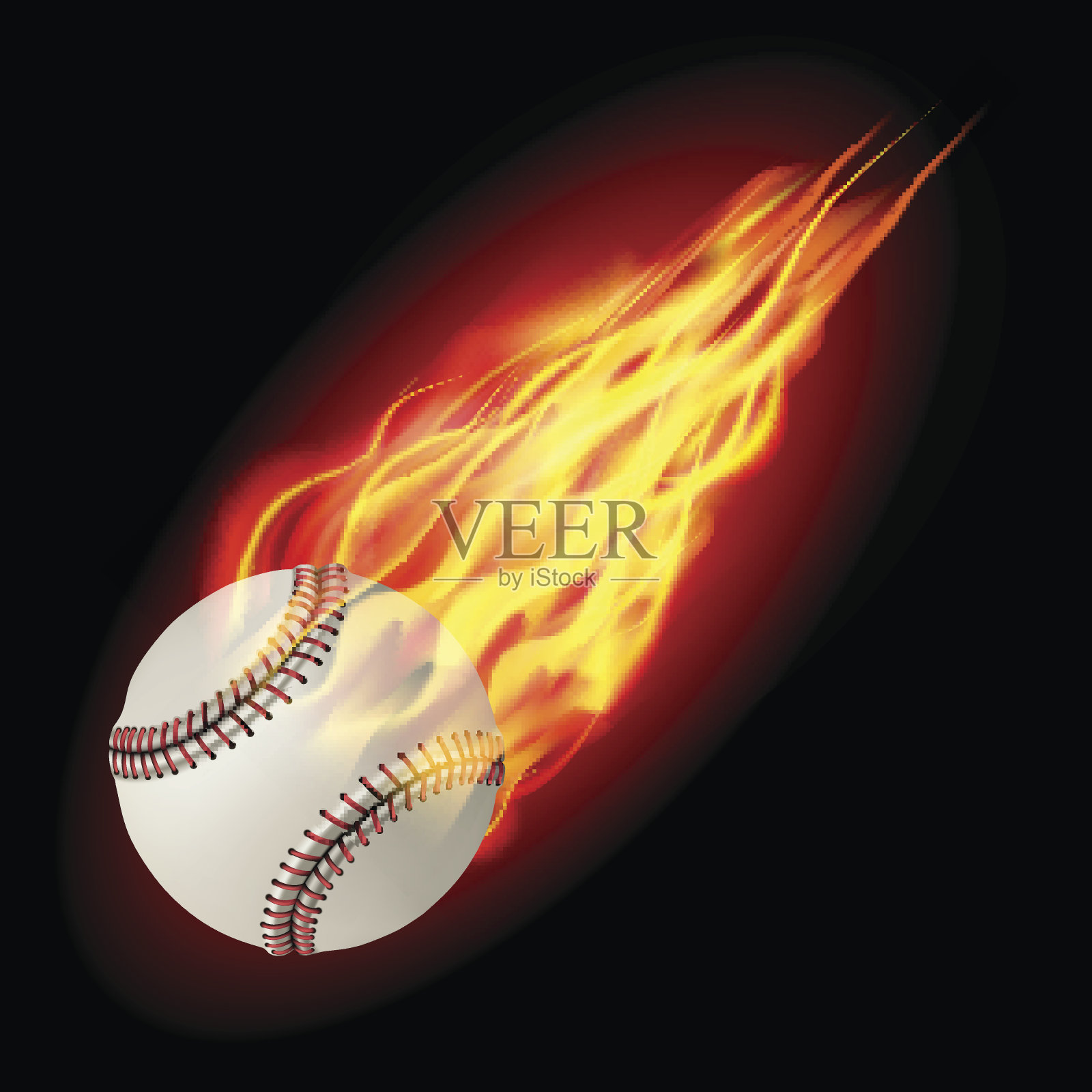 着火的棒球设计元素图片