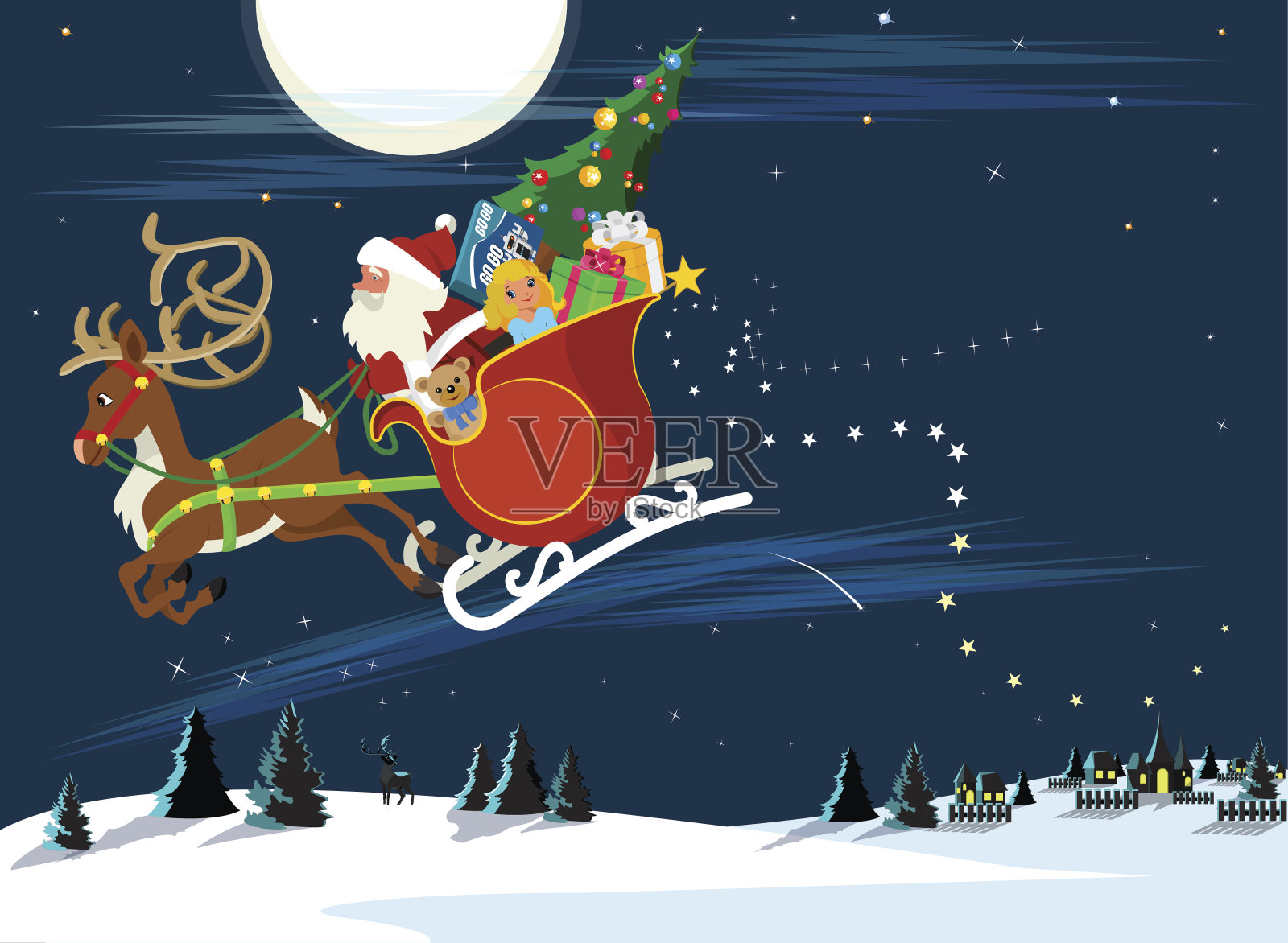 圣诞之夜——空气中弥漫着圣诞的喜悦插画图片素材