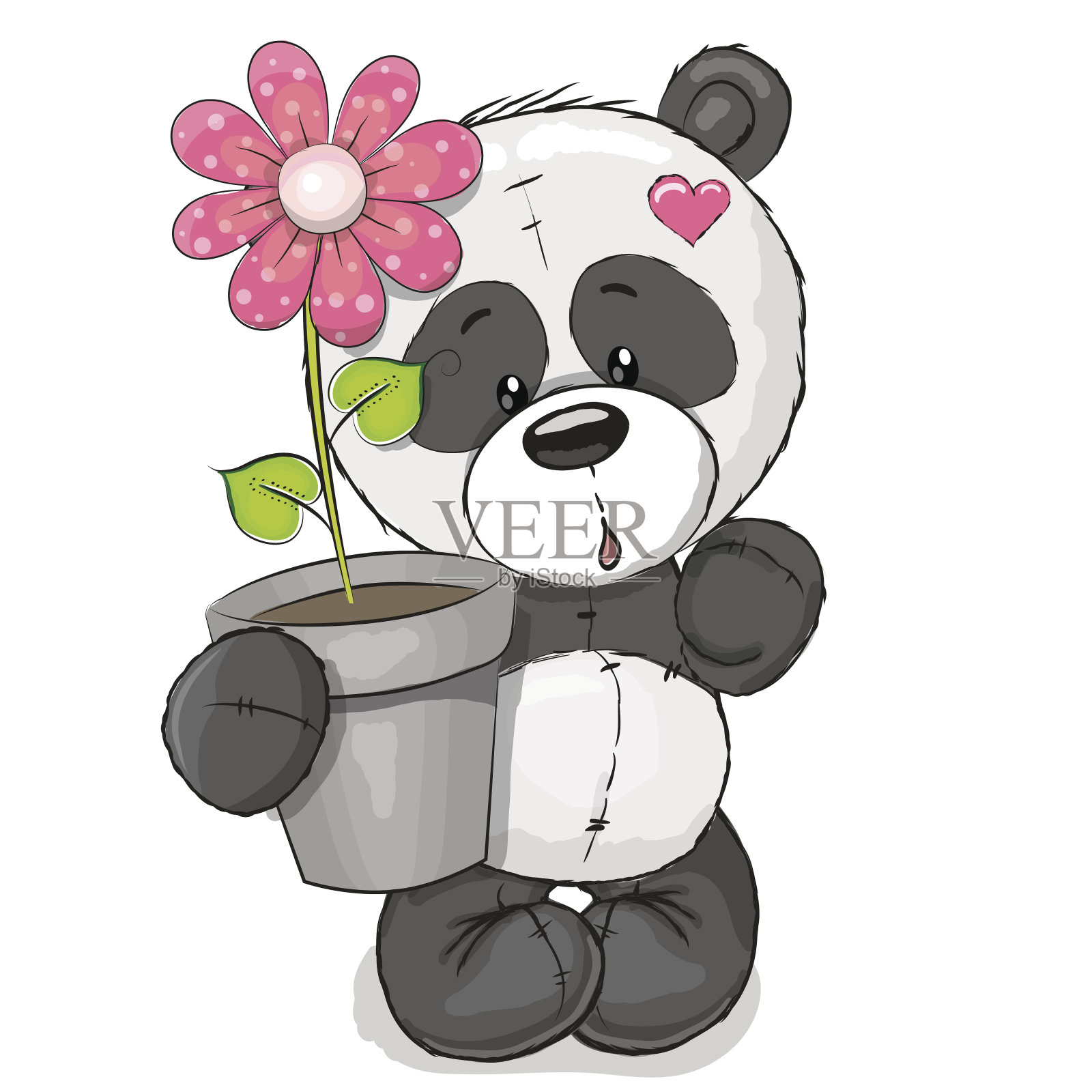熊猫与花设计元素图片