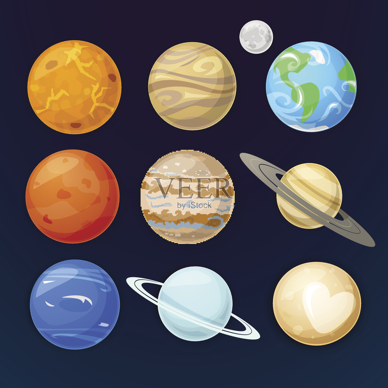 太阳系的行星，矢量插图插画图片素材
