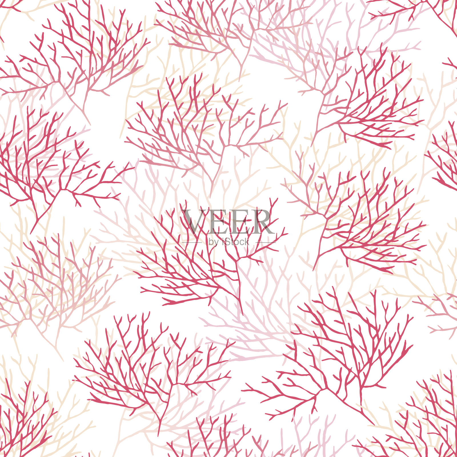 红色和粉红色珊瑚无缝矢量图案插画图片素材