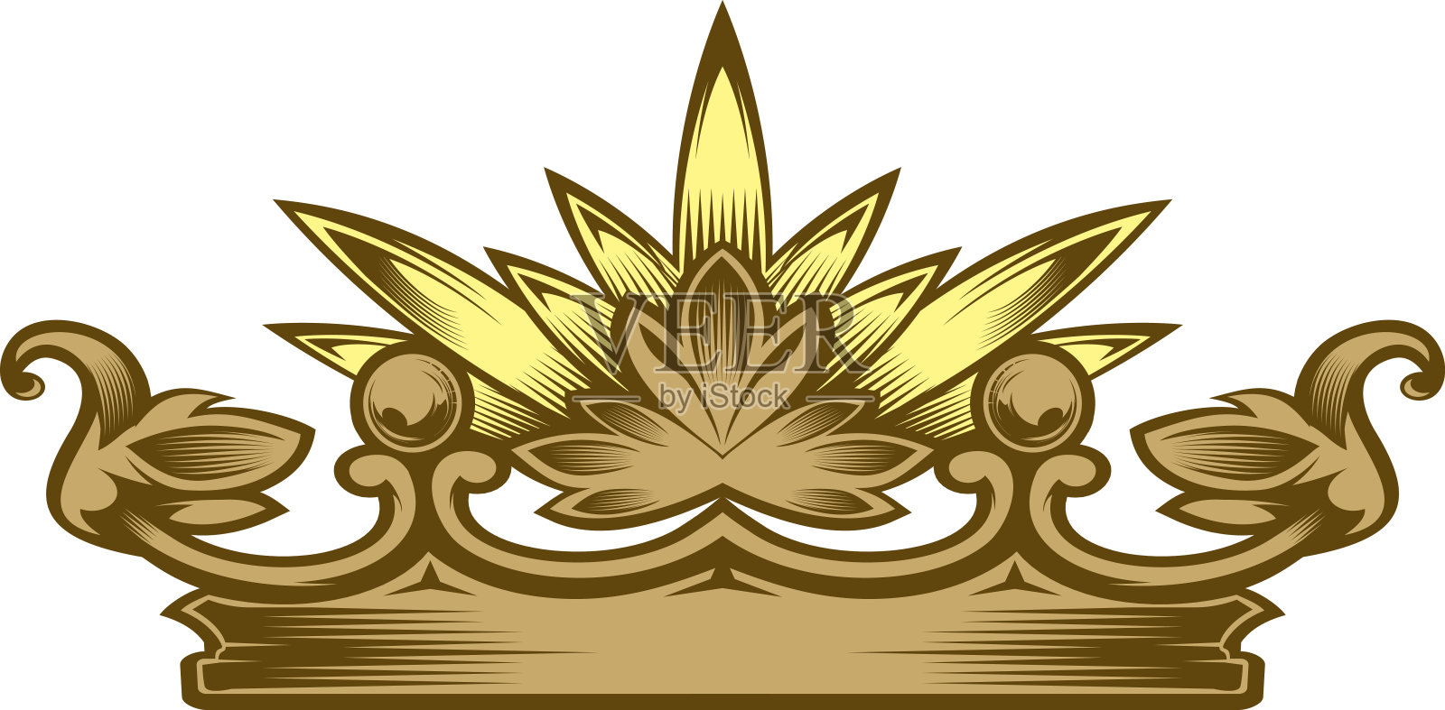 皇家属性金色皇冠孤立在白色背景上插画图片素材