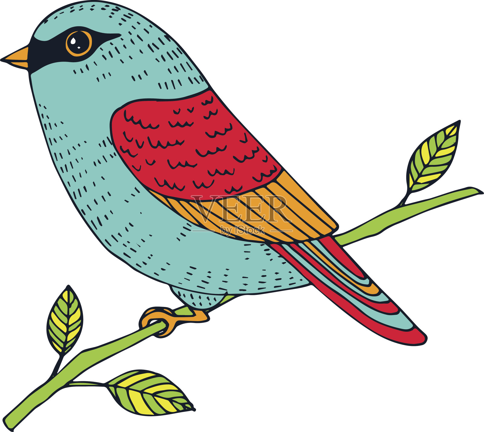 矢量可爱的彩色鸟插图插画图片素材
