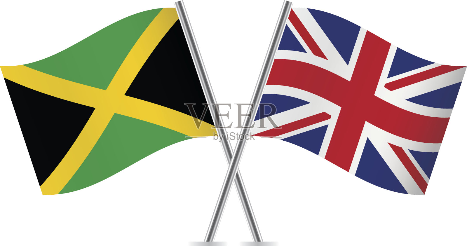 英国和牙买加国旗。向量。插画图片素材