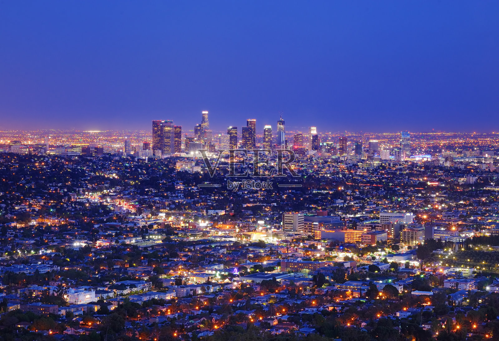 洛杉矶市中心的夜景照片摄影图片