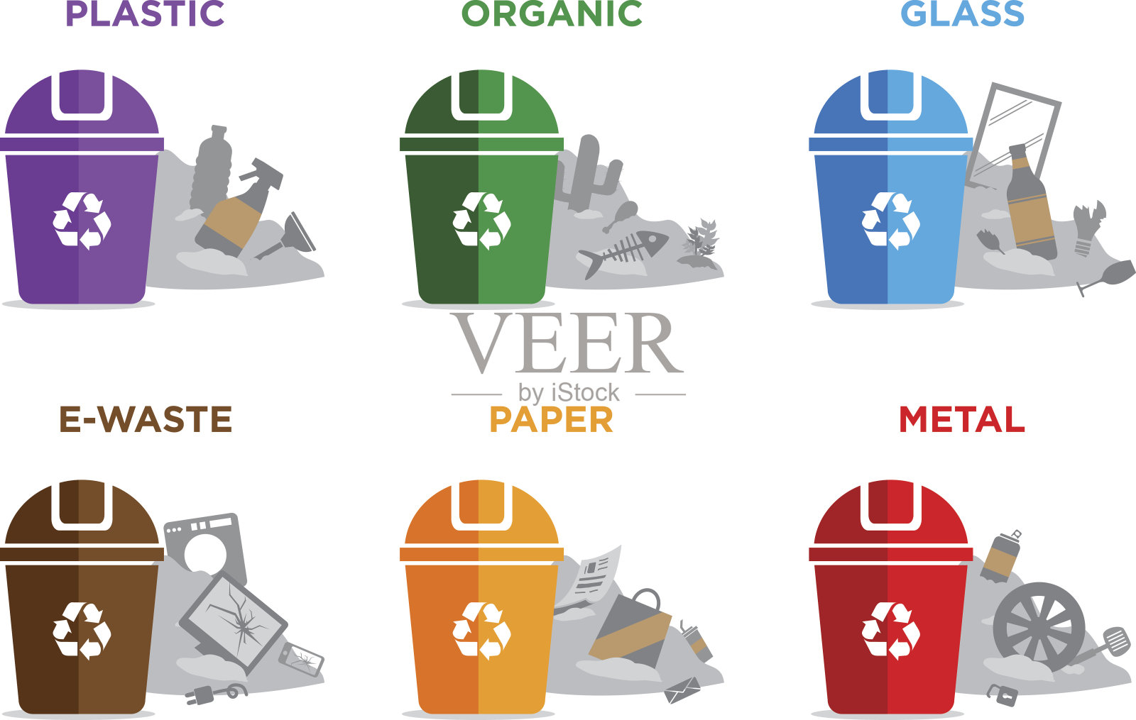 垃圾分类回收和垃圾分类回收。设计元素图片