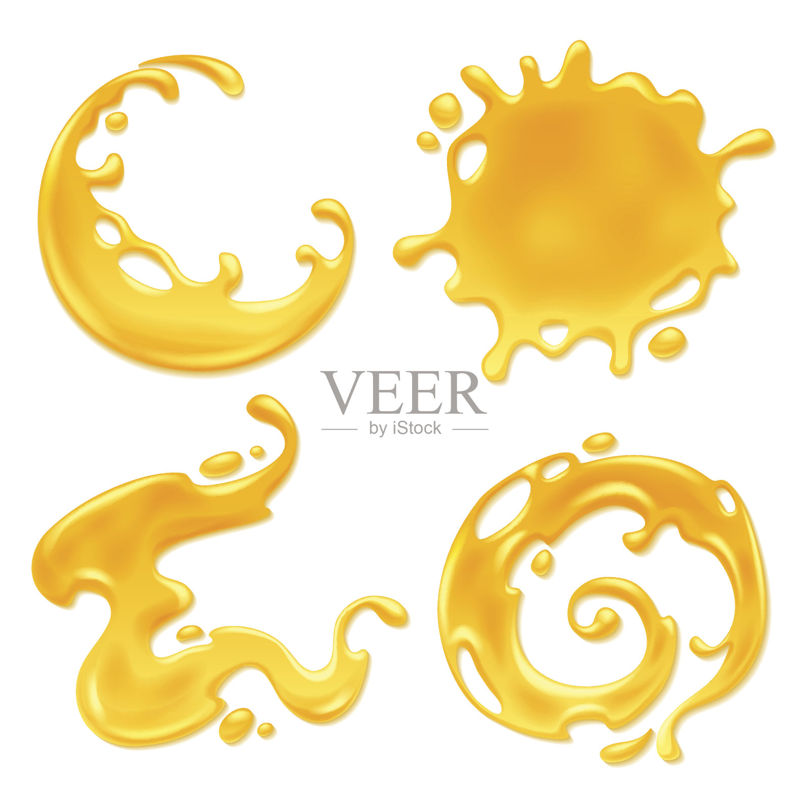 黄色的汁液或蜂蜜污点凝结插画图片素材