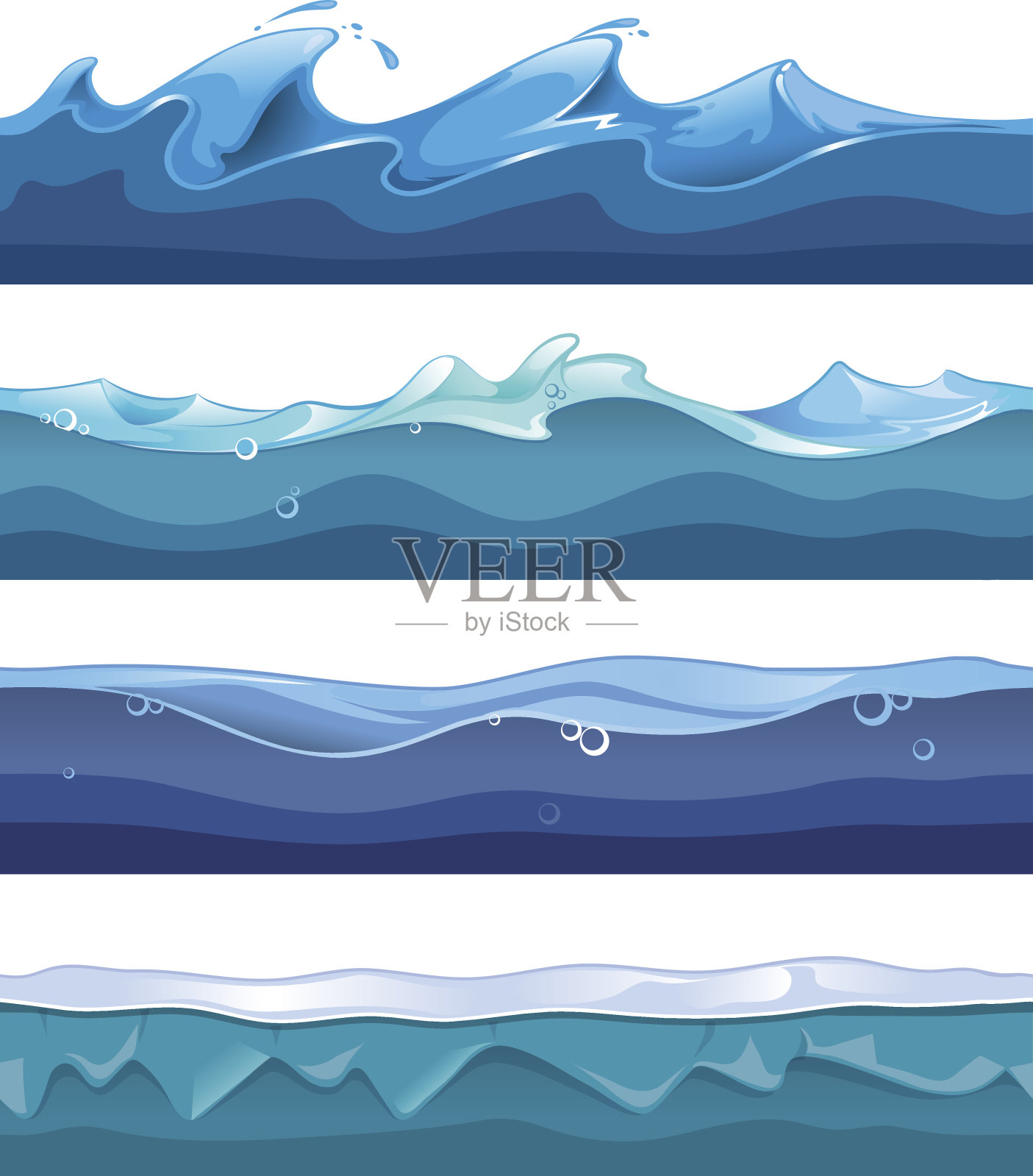 无缝海洋，海洋，海浪矢量背景设置为ui插画图片素材