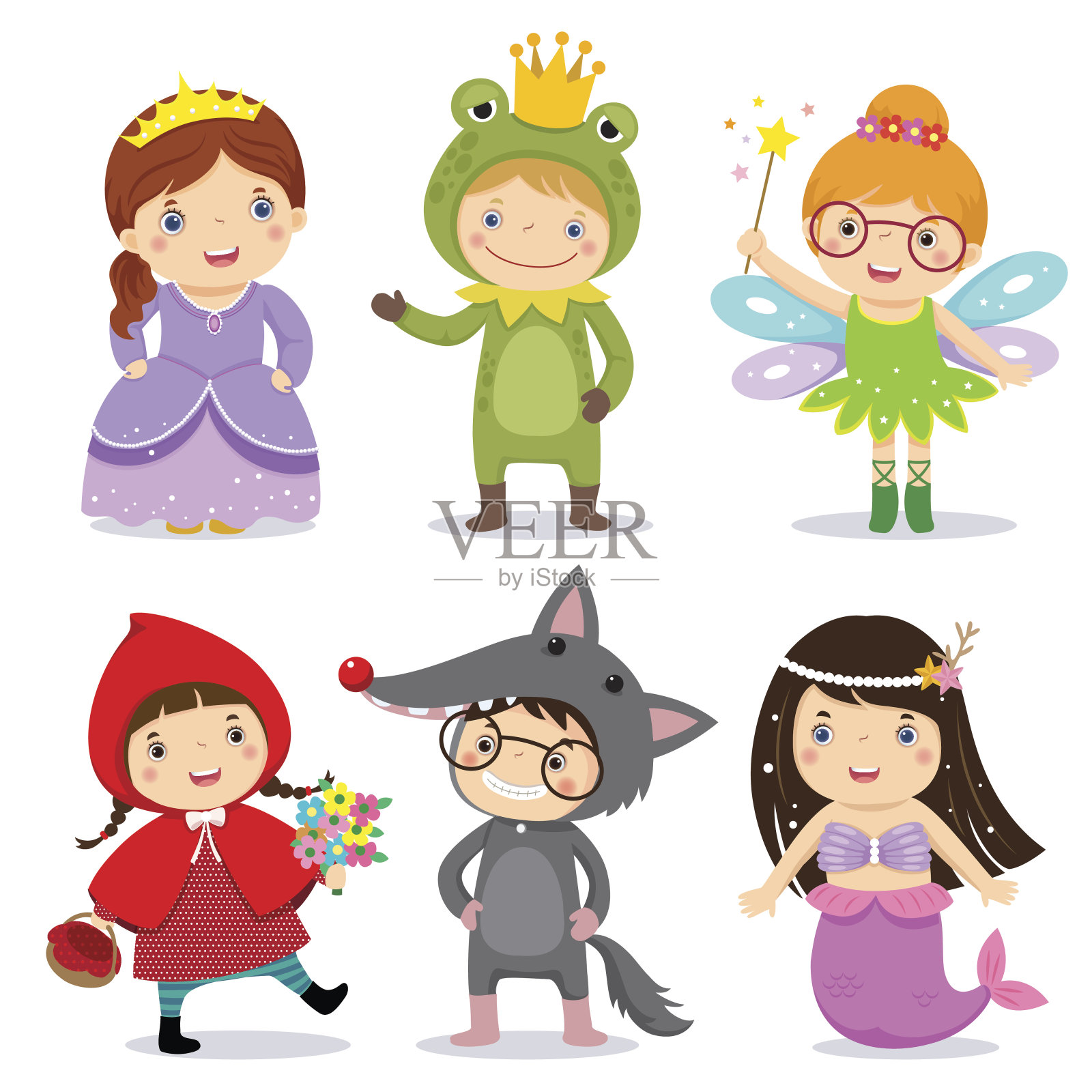 一组孩子穿着童话主题设计元素图片