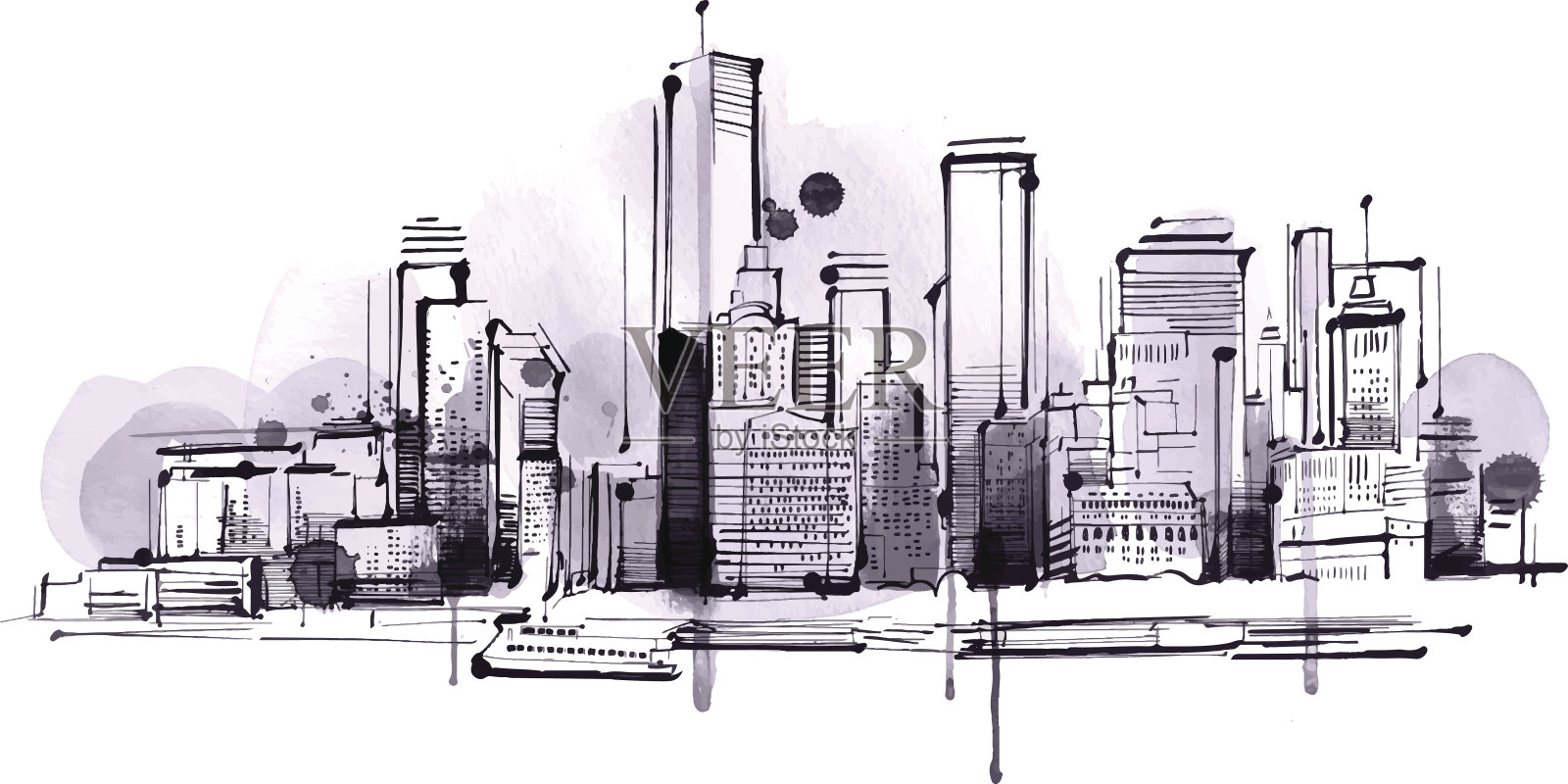 曼哈顿的天际线插画图片素材