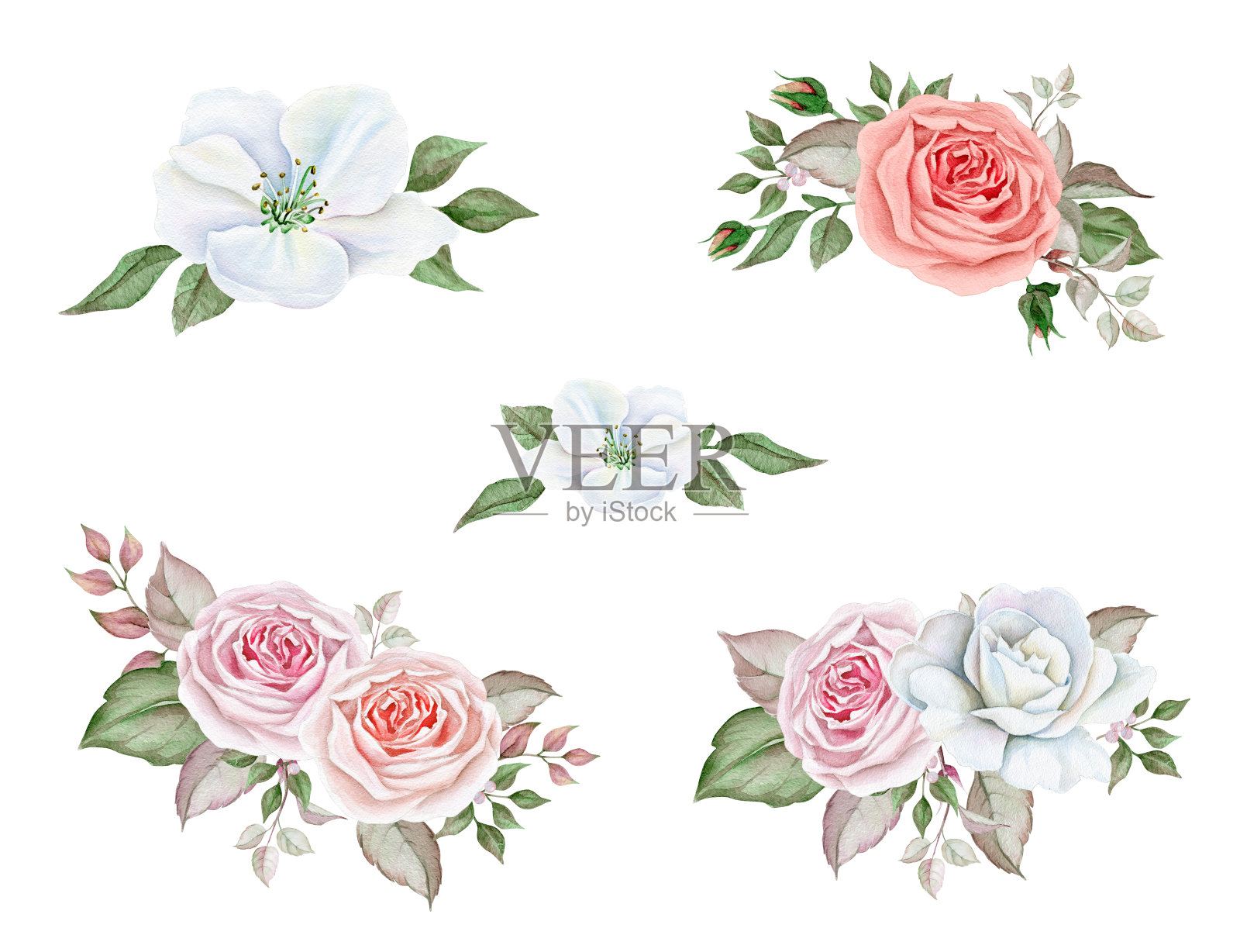 水彩婚礼花束插画图片素材