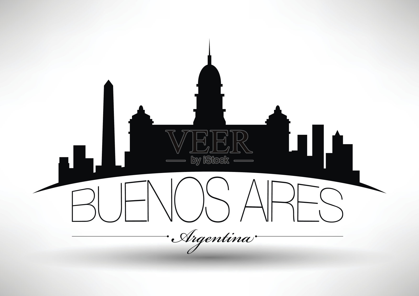 向量布宜诺斯艾利斯城市天际线设计插画图片素材