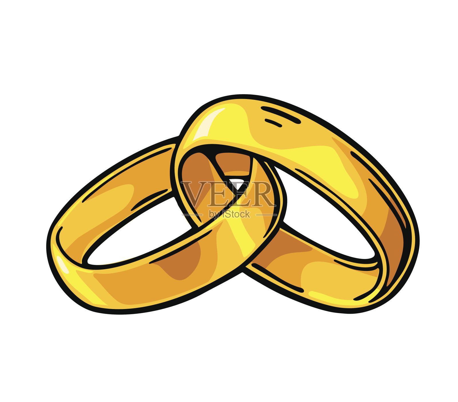 结婚戒指。复古黑色矢量版画插图设计元素图片