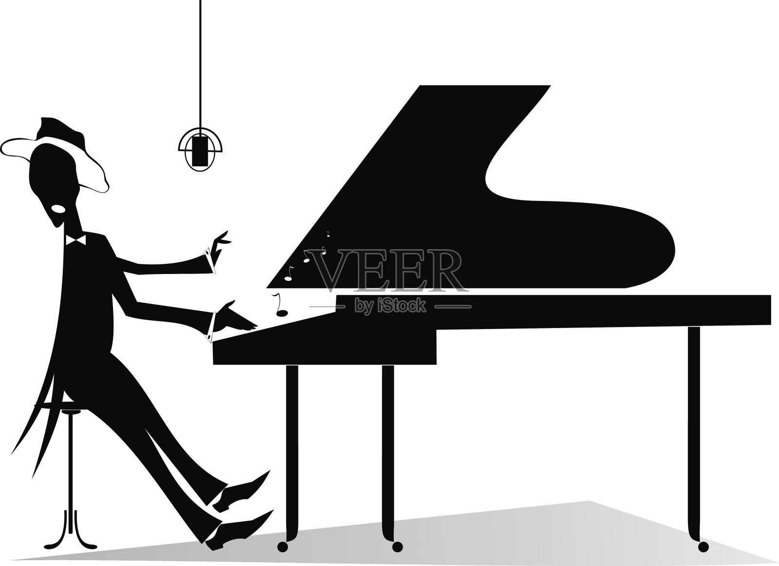 钢琴家原始轮廓插画图片素材